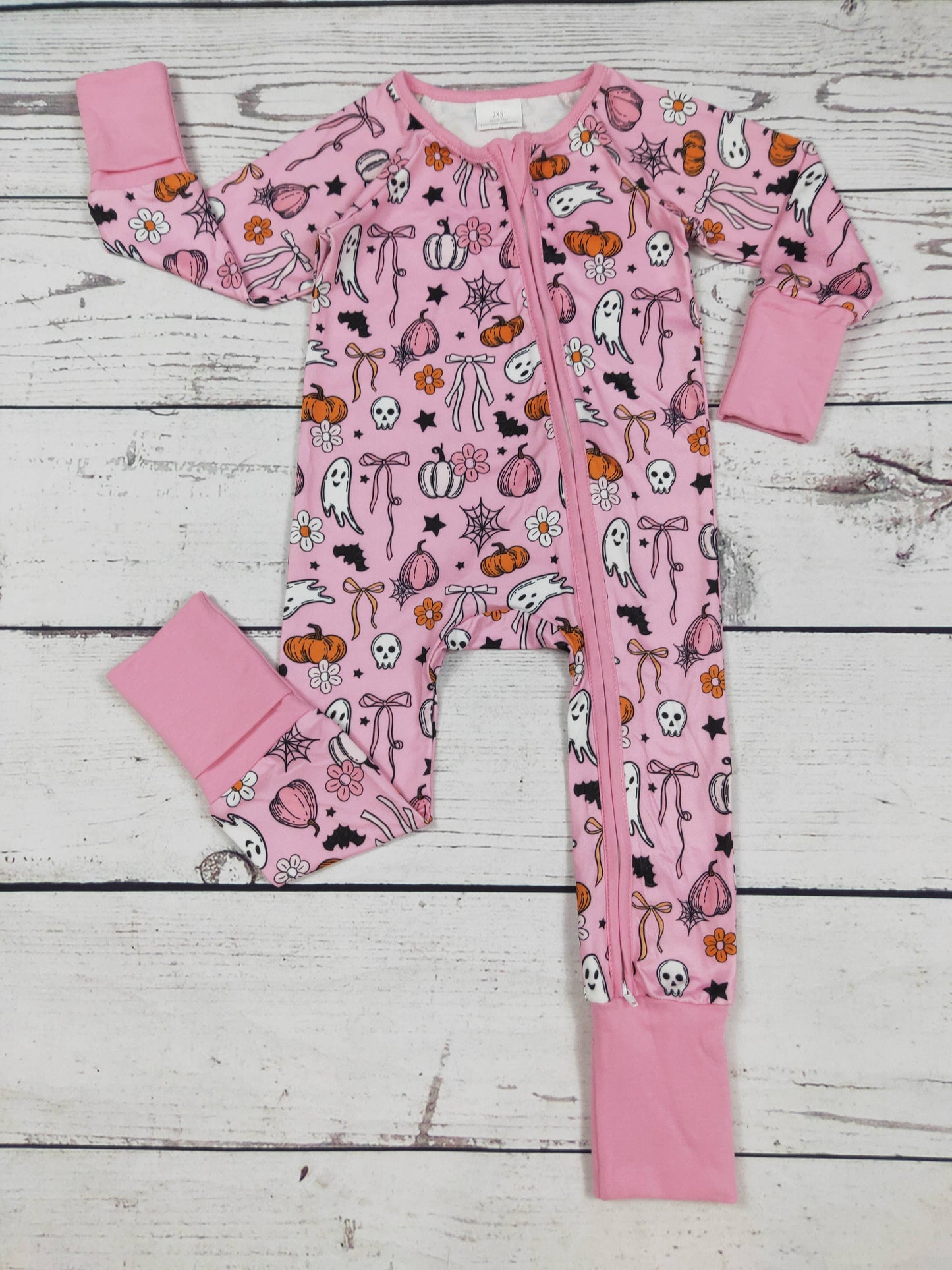 Baby Girl Bow Printed Halloween Zipper Sleeper
