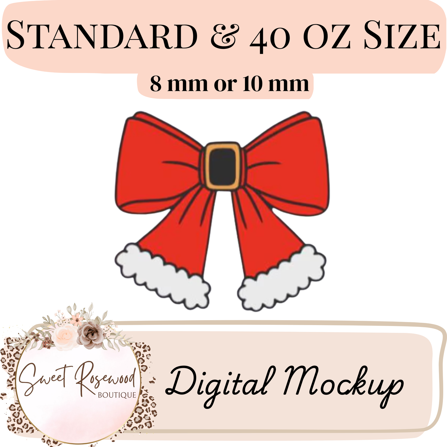 Santa Bow 3D Straw Topper