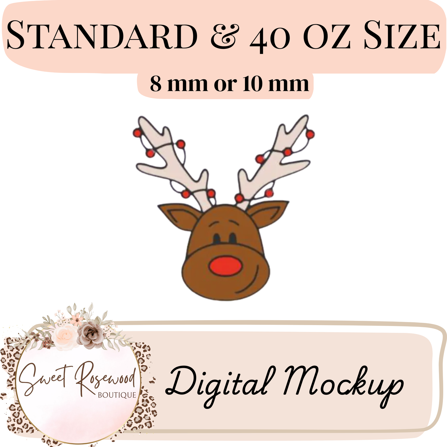 Rudolph w/lights 3D Straw Topper