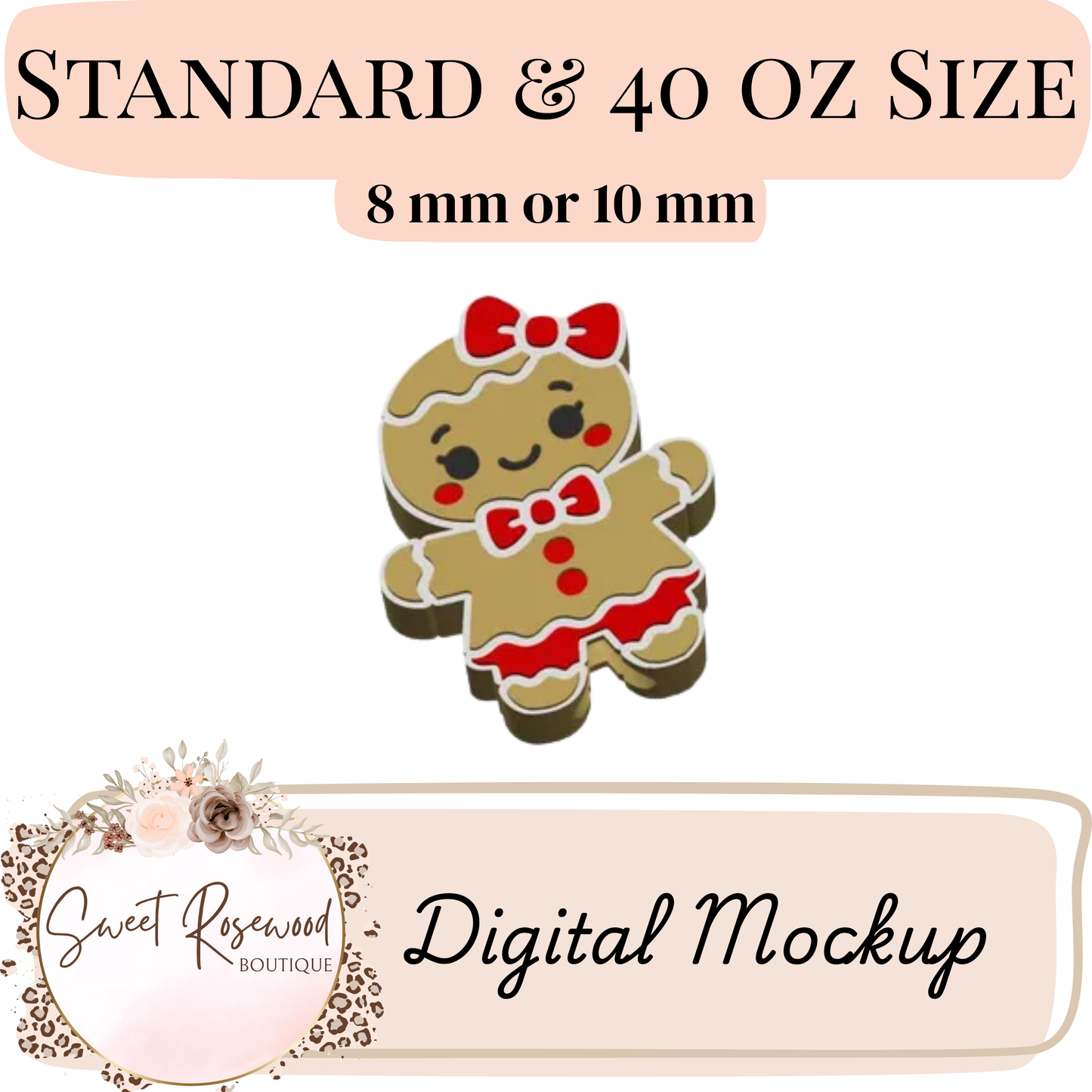 Wholesale Gingerbread Lady 3D Straw Topper