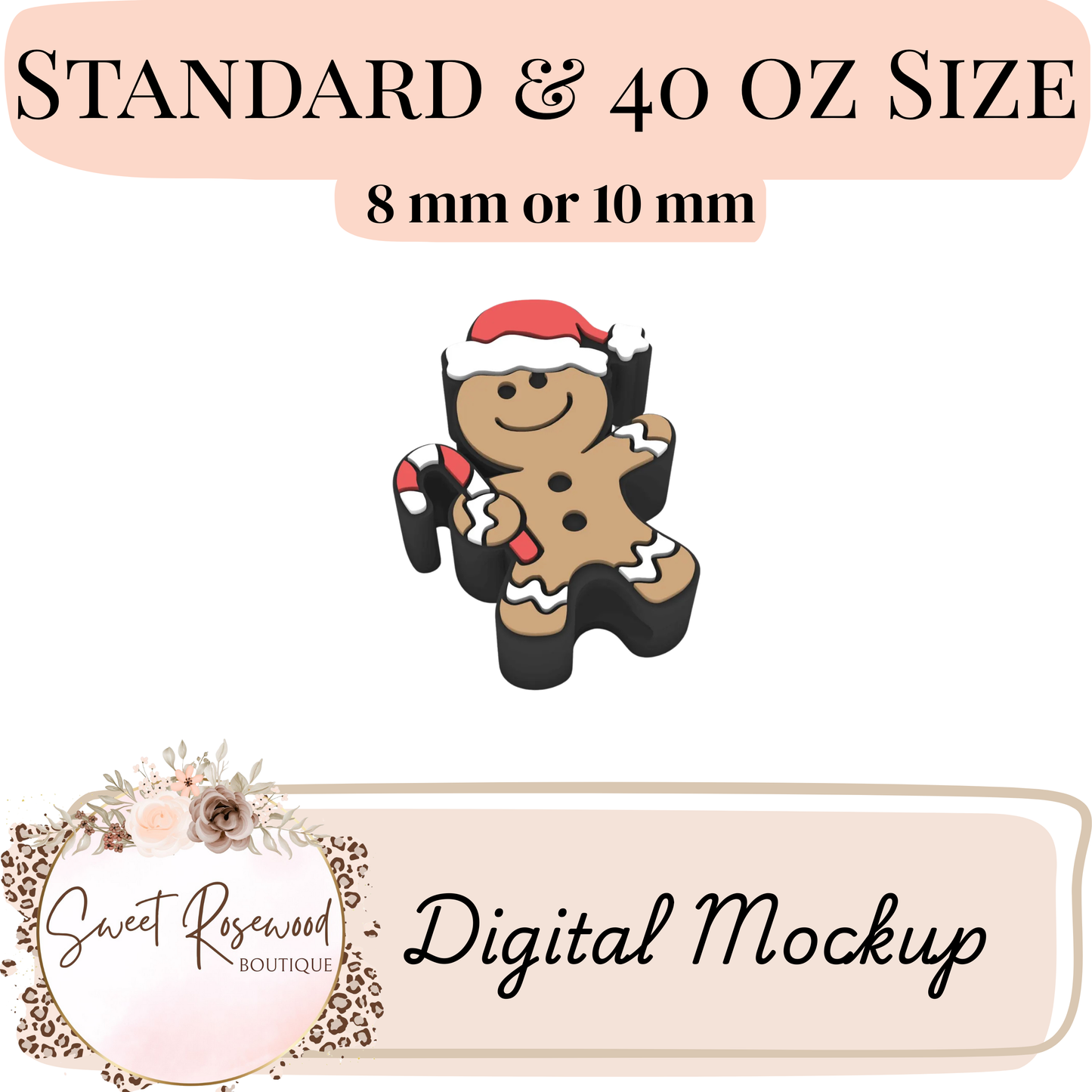 Wholesale Gingerbread Man 3D Straw Topper