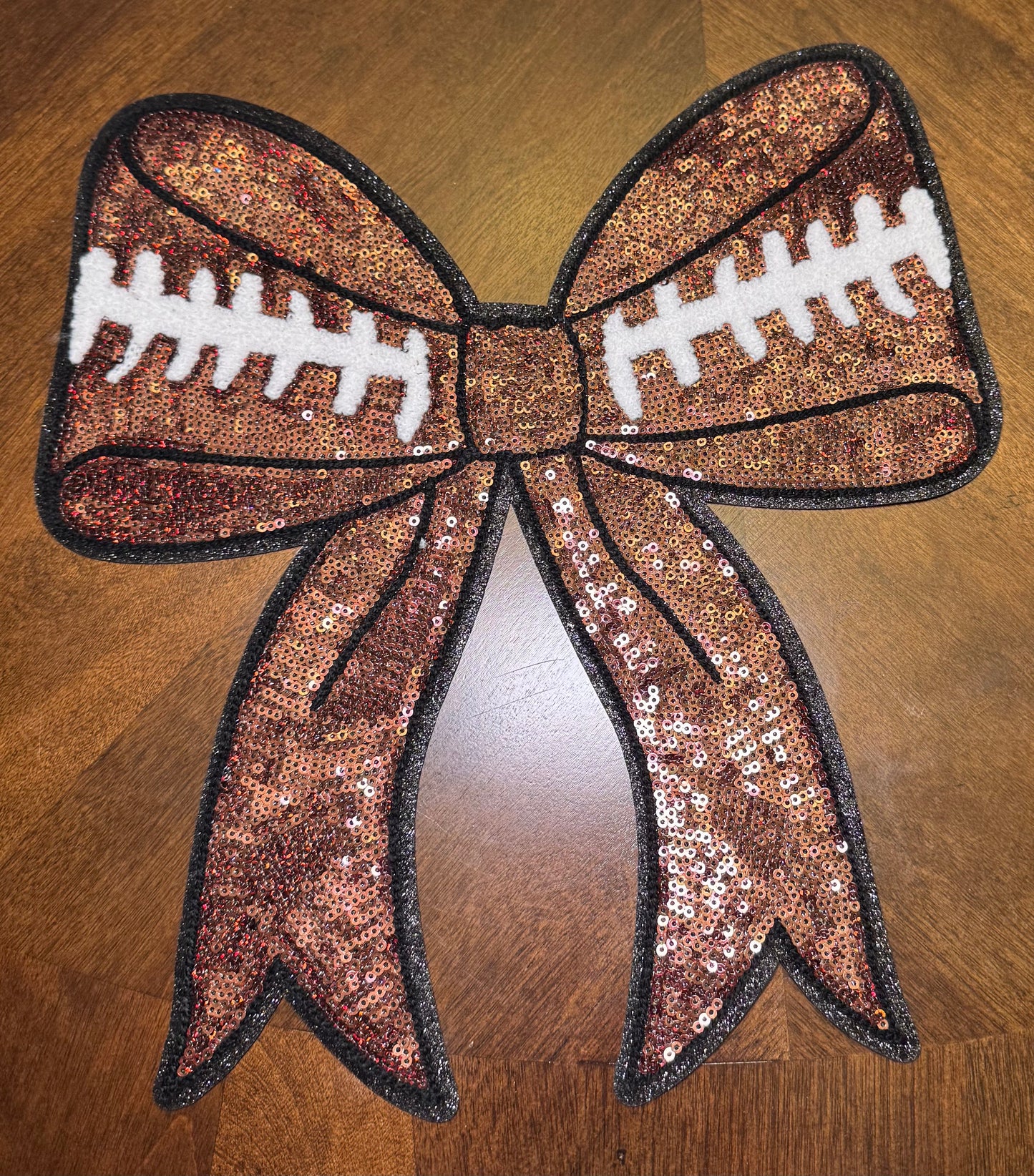 Football Bow Sequin Patch