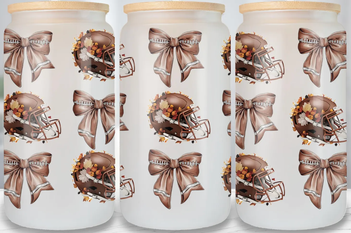 Football Helmets & Bow UV Cup Wrap