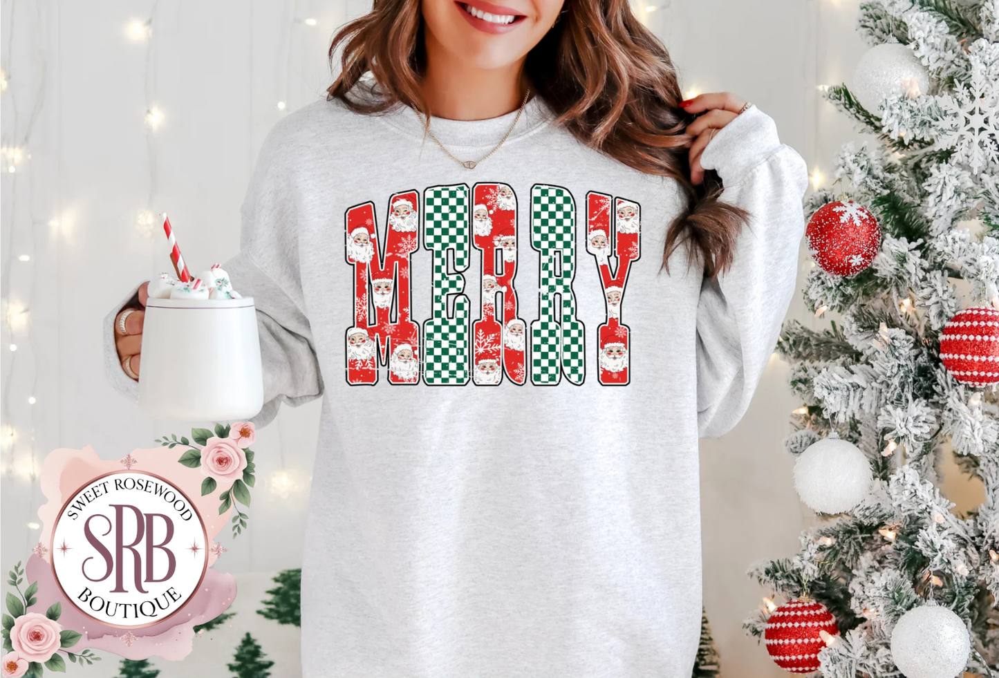 Merry Checkered Full Color Screen Print Transfer