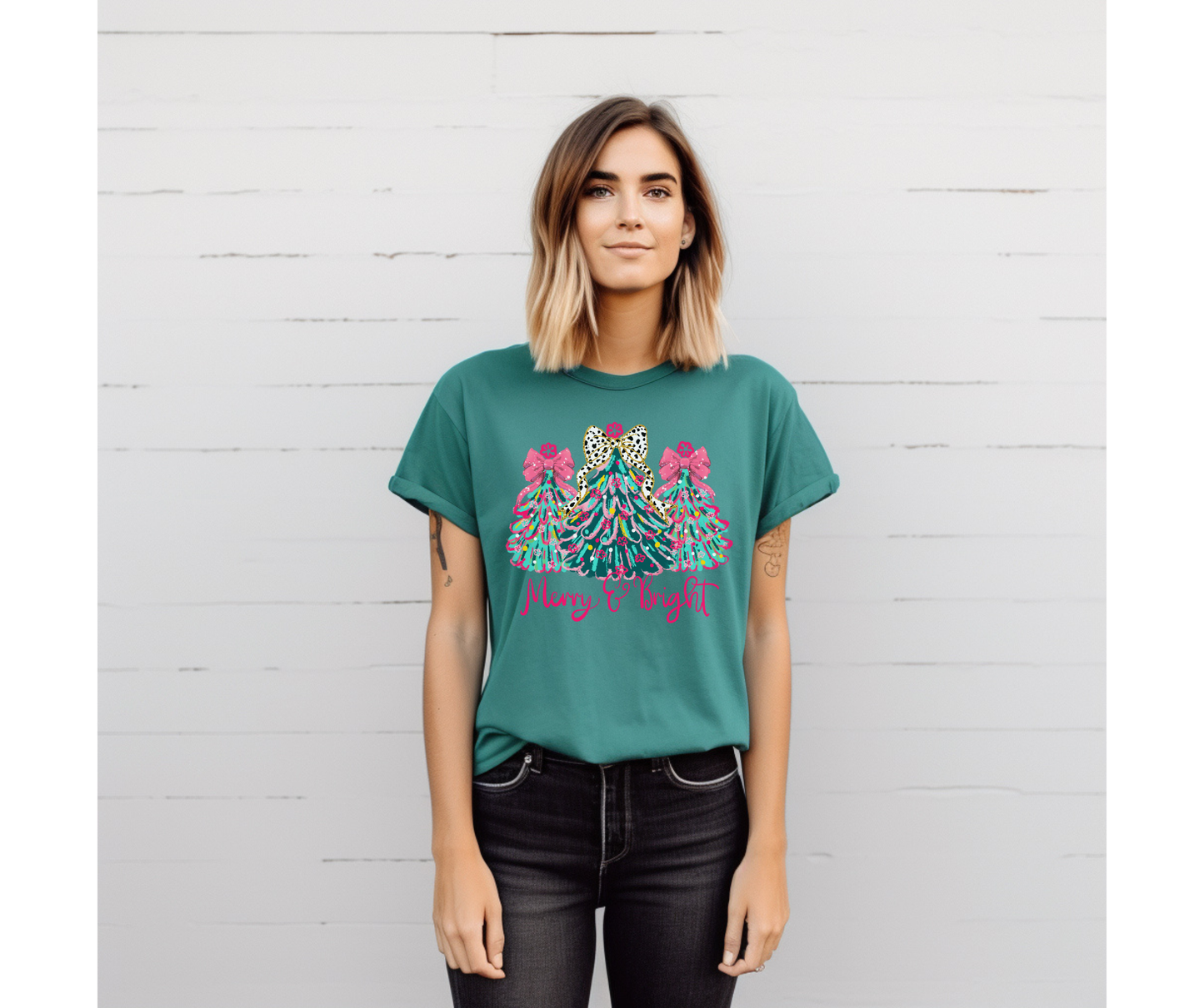 Merry & Bright Christmas Tree Tee