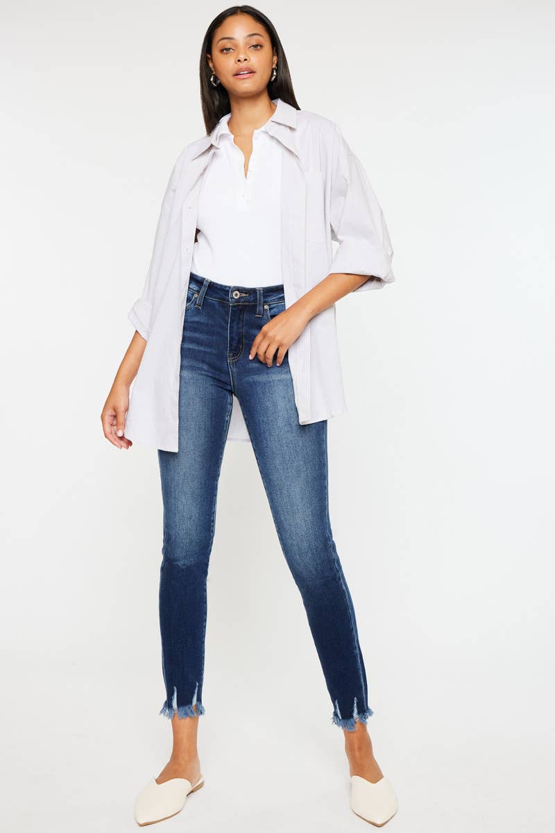 KanCan High Rise Fray Hem Skinny Jean