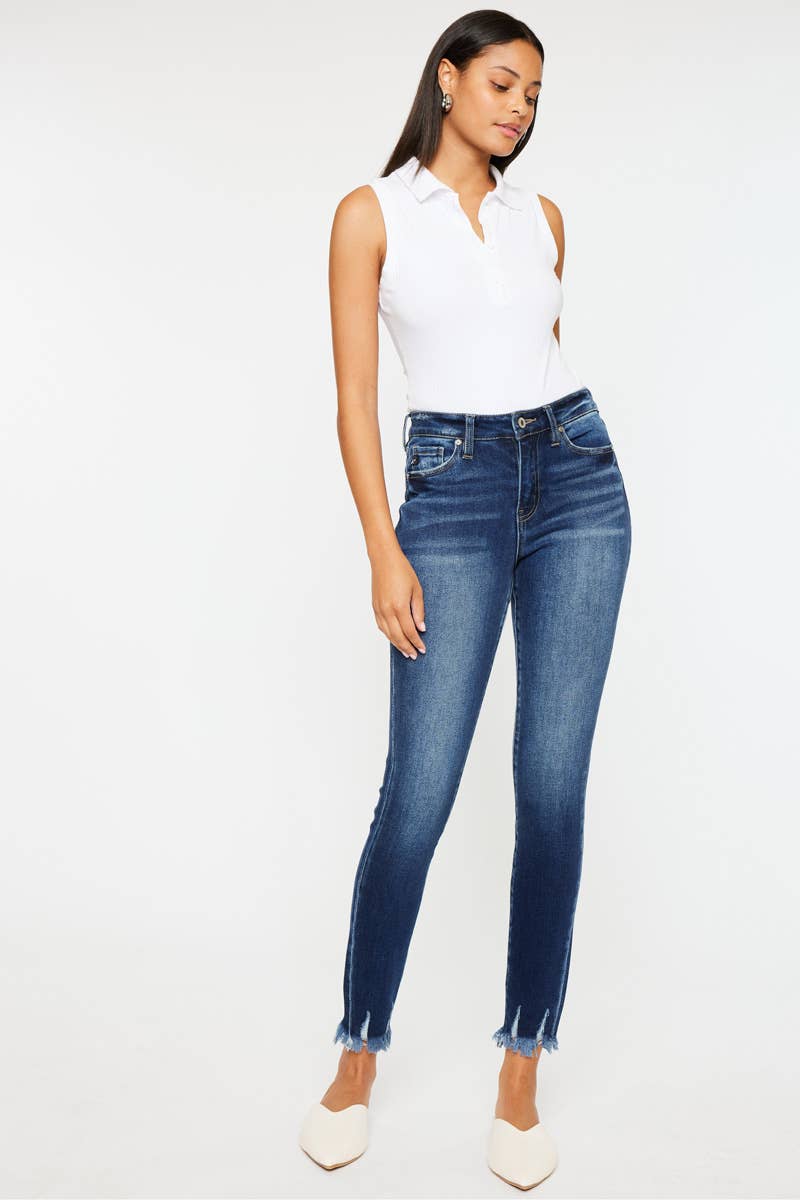 KanCan High Rise Fray Hem Skinny Jean
