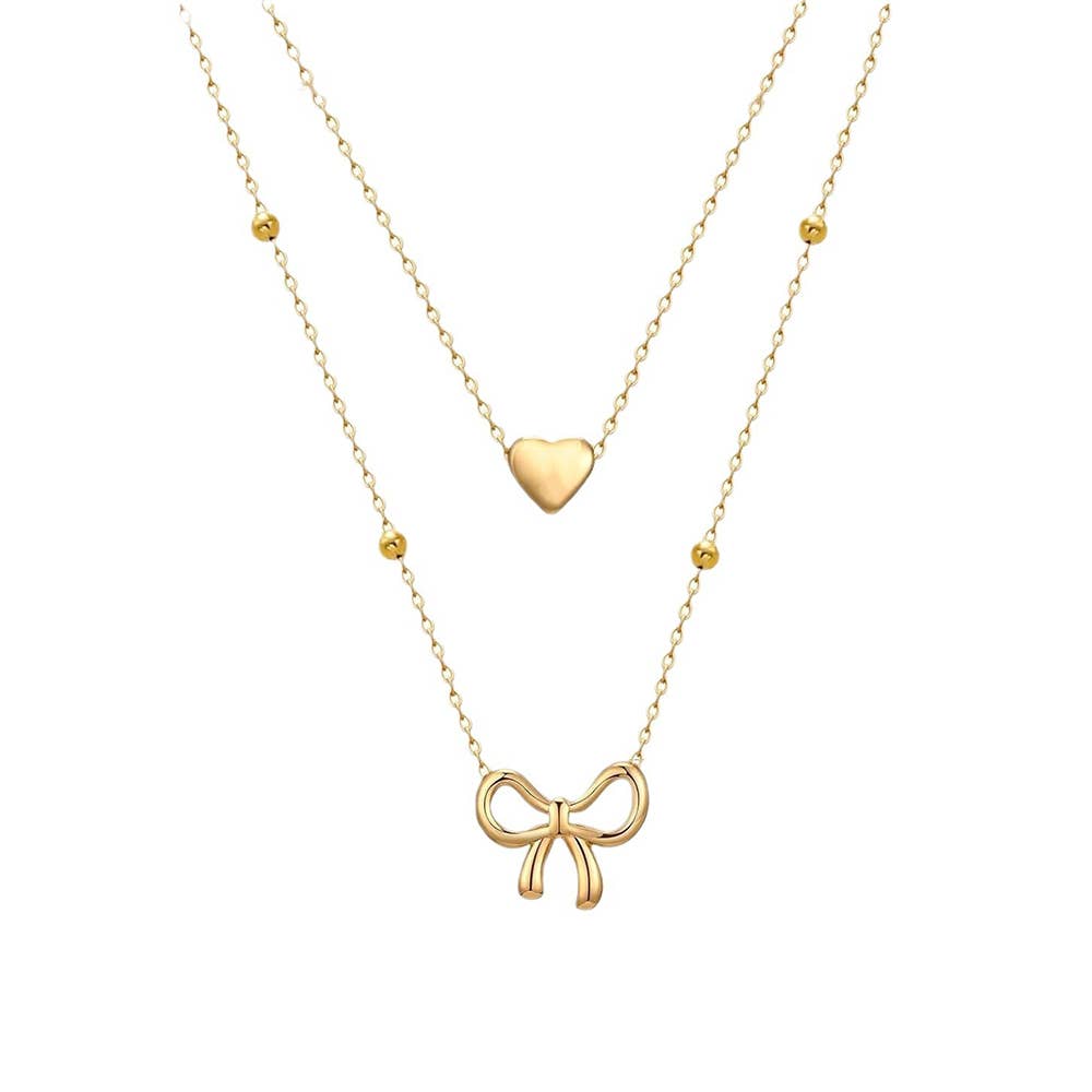 Double Layered Necklace With Butterfly Letters