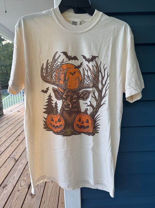 Halloween Deer Graphic Tee in Ivory