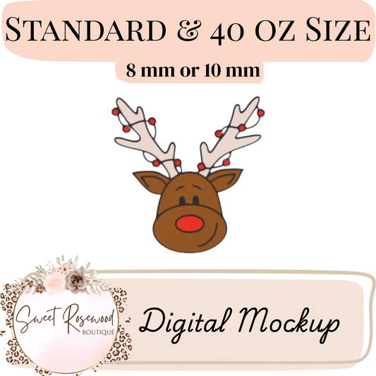 Wholesale Rudolph w/lights 3D Straw Topper