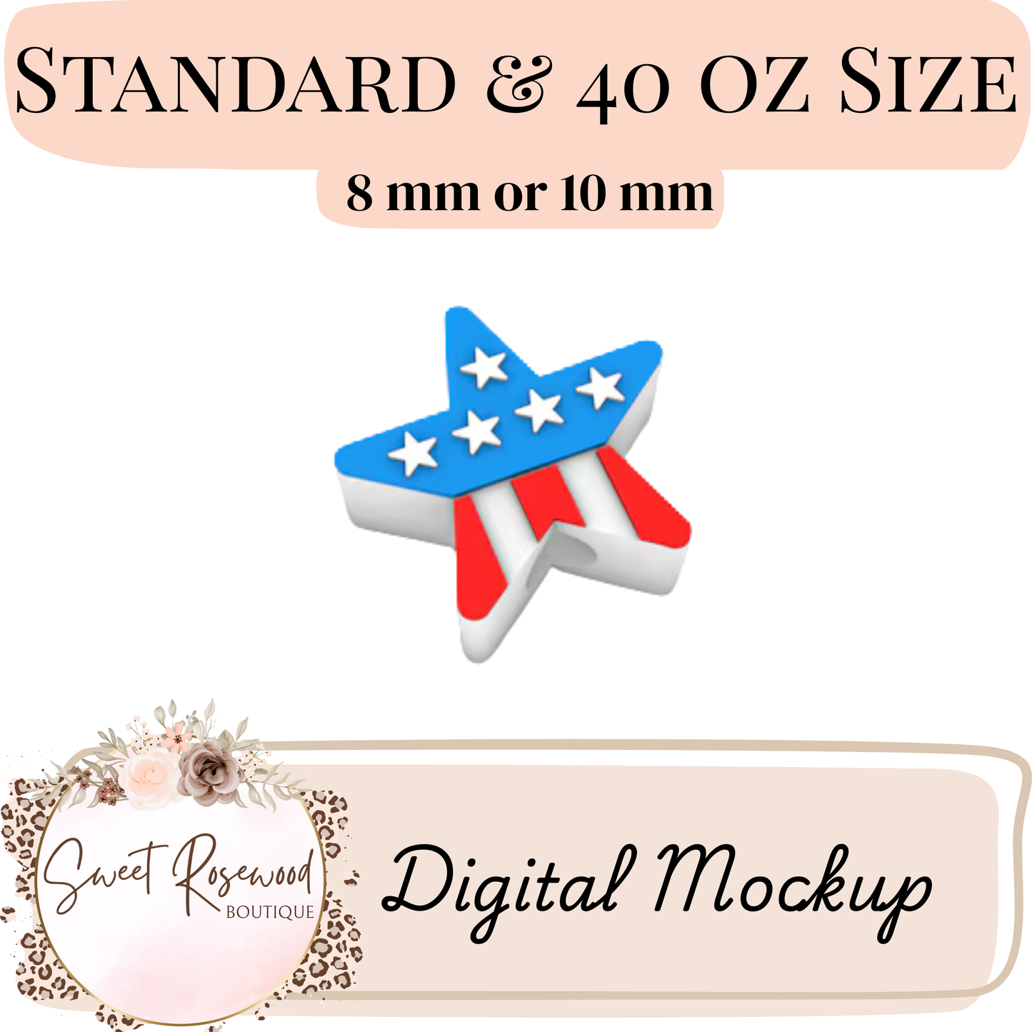 Wholesale American Star 3D Straw Topper