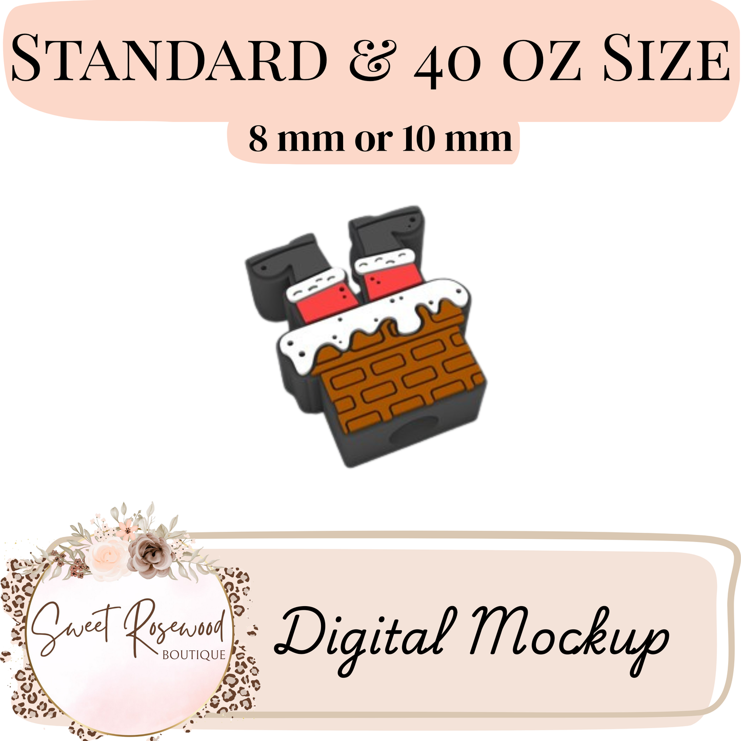 Santa n Chimney 3D Straw Topper