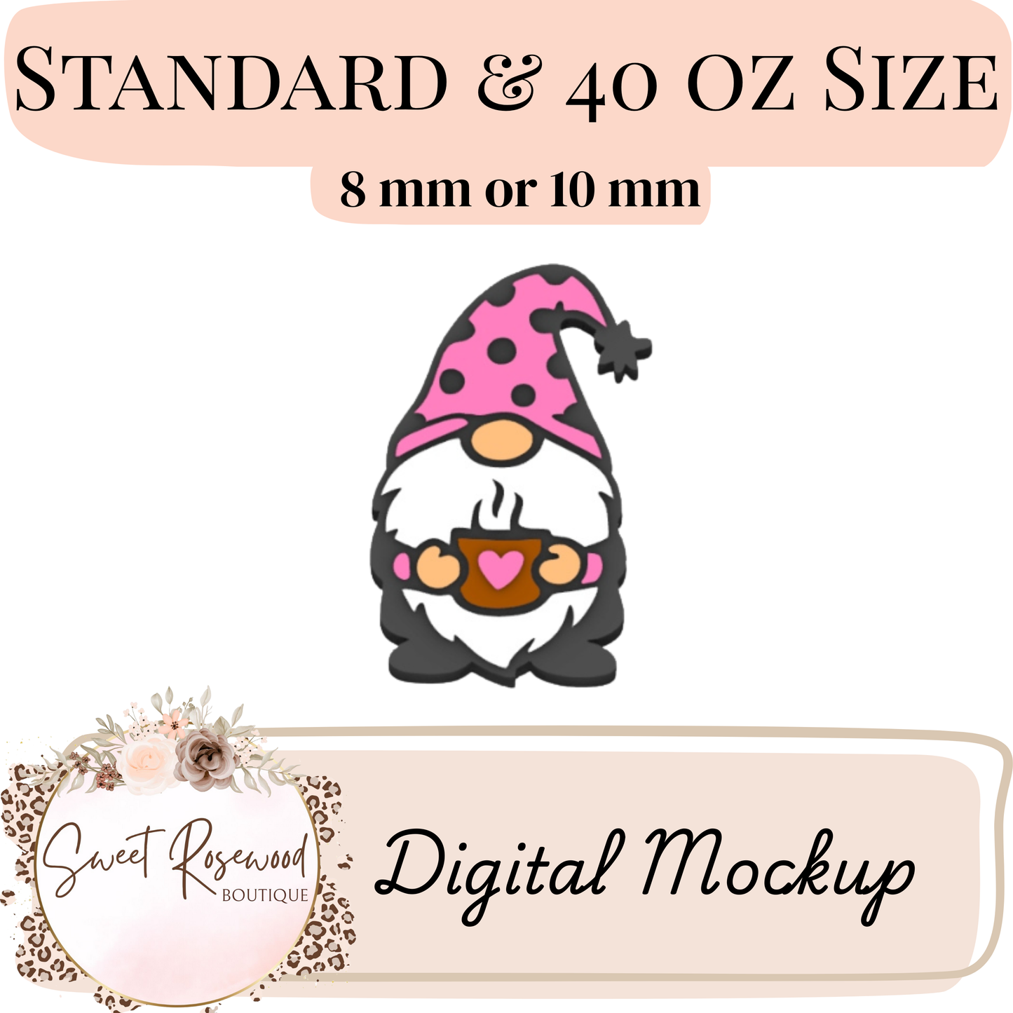 Love in a Mug Gnome 3D Straw Topper