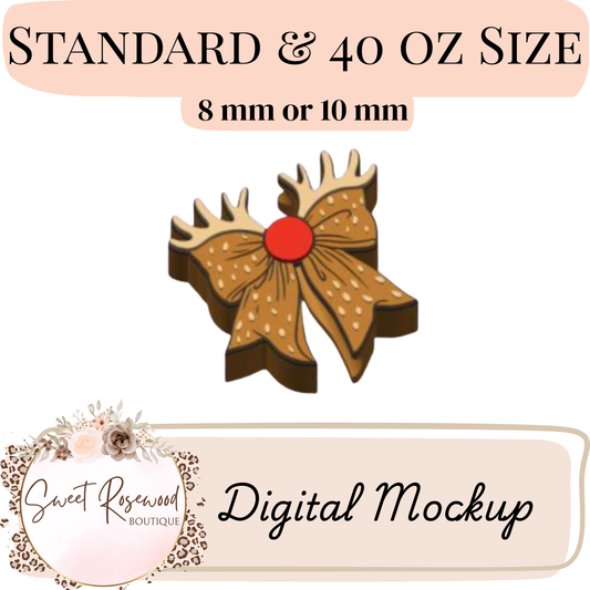 Wholesale Rudolph Bow 3D Straw Topper