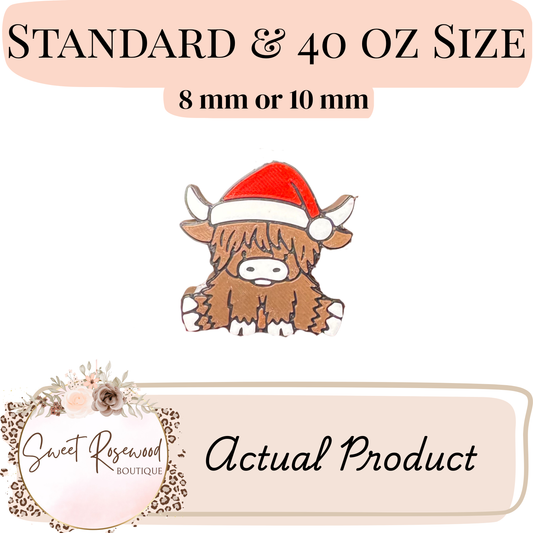 Cow w/Santa Hat 3D Straw Topper