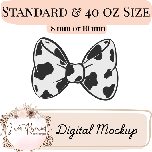 Cowprint Bow 3D Straw Topper