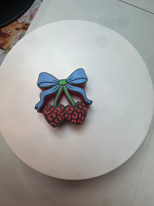 Cherries & Bow Straw Topper