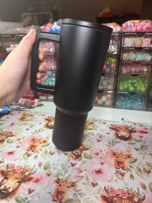 40 oz tumbler w/straw - black