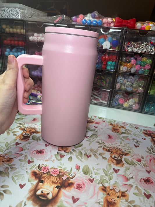 50 oz tumbler w/straw - light pink