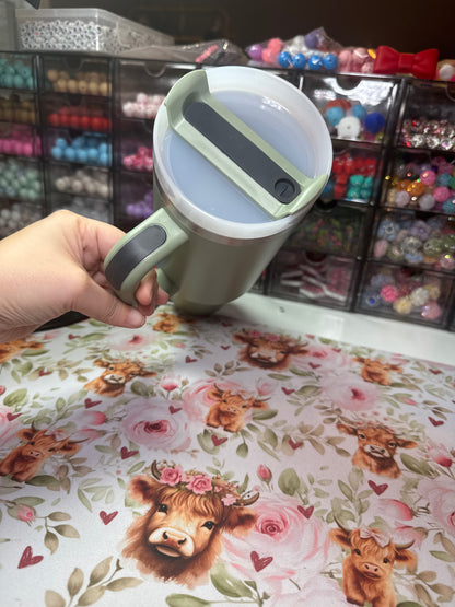 40 oz tumbler w/straw - Eucalyptus Green w/dark gray