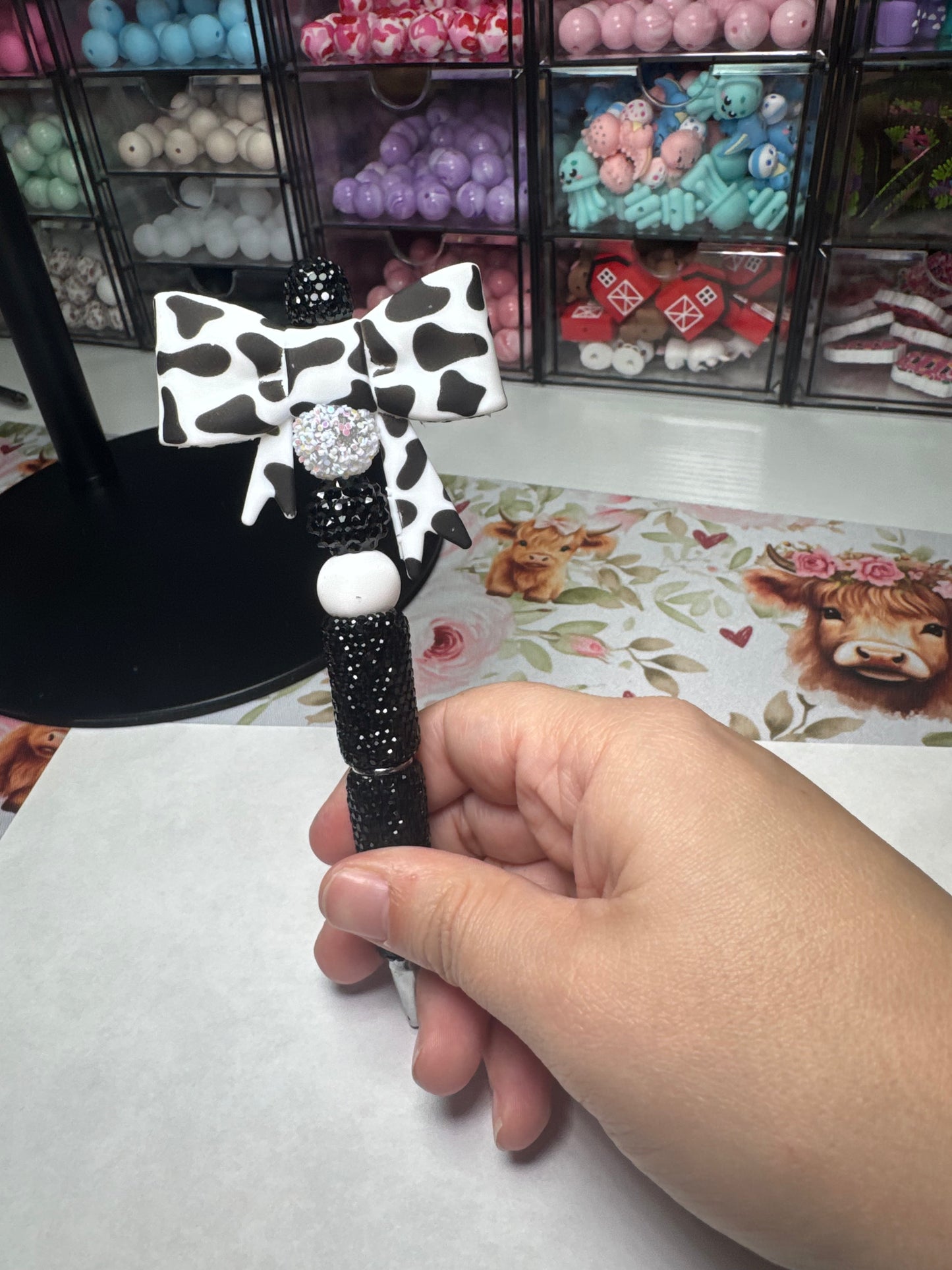 Cow Print Sparkly Pen