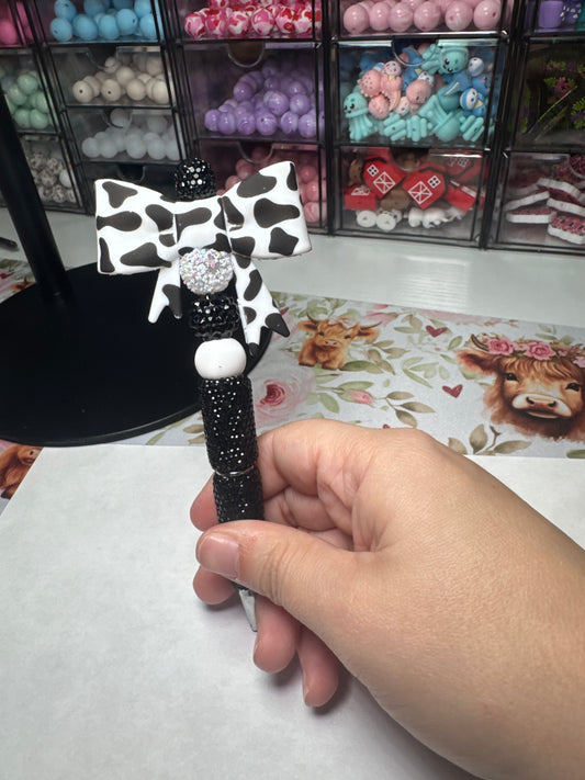Cow Print Sparkly Pen