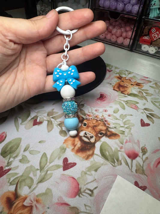 Blue Bow Keychain
