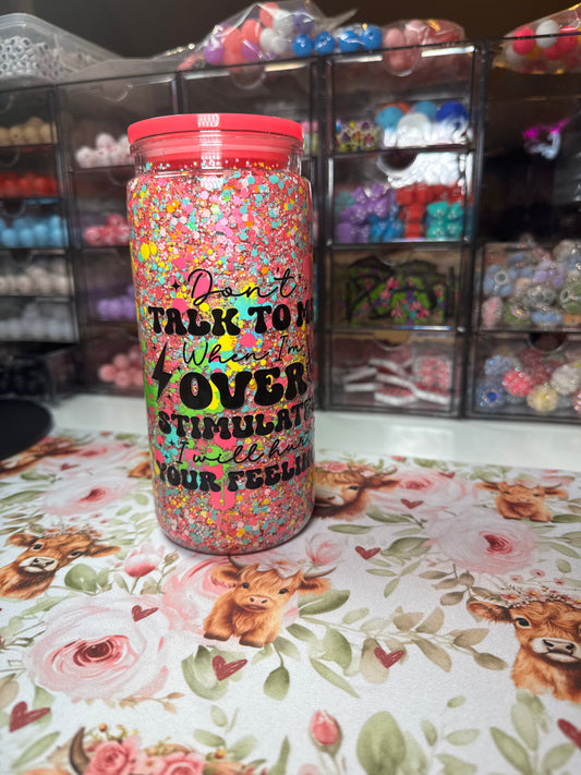 Overstimulated 16 oz Acrylic Snow Globe Tumbler – Ready to Ship