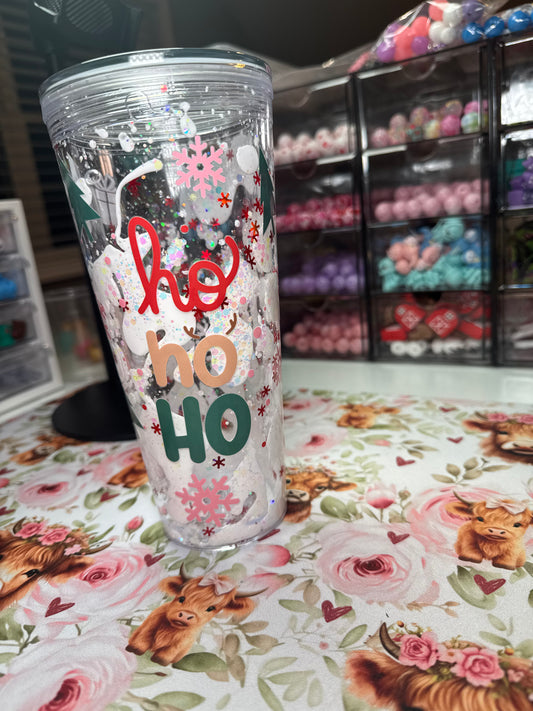 HoHoHo 24 oz Acrylic White Lava With Red Snowflakes Tumbler – Ready to Ship