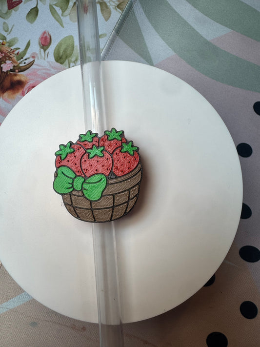 Bunches Of Strawberries Straw Toppers