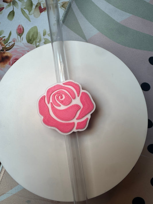 Pink Rose Straw Topper