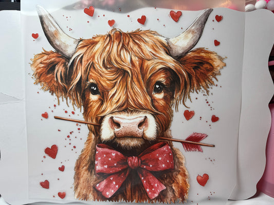 Highland Cow Valentine's DTF