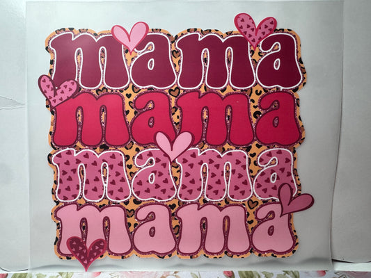 Mama Valentines with heart and leopard DTF
