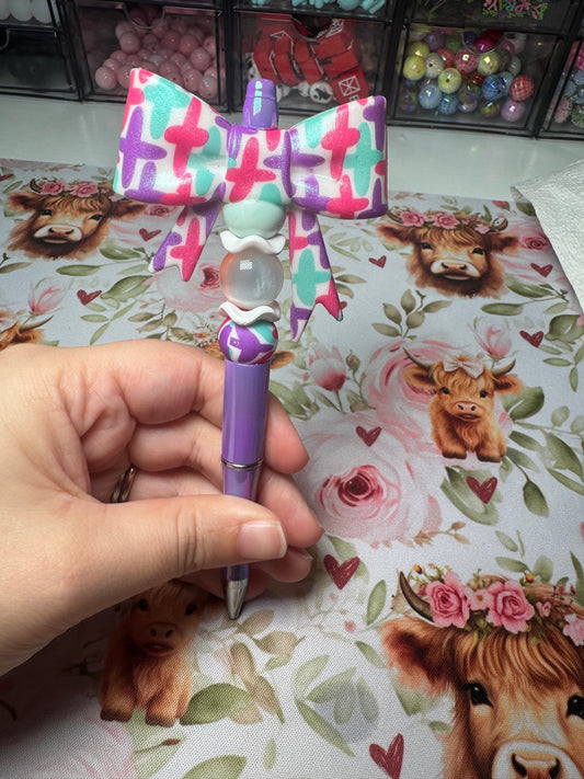 Purple Crosses Bow Pen