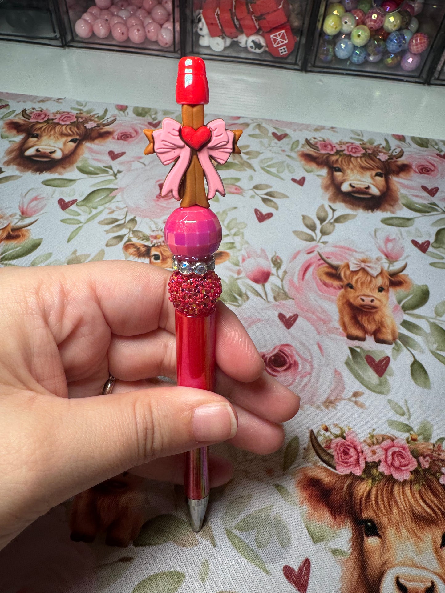 3D Cross w/heart Pen