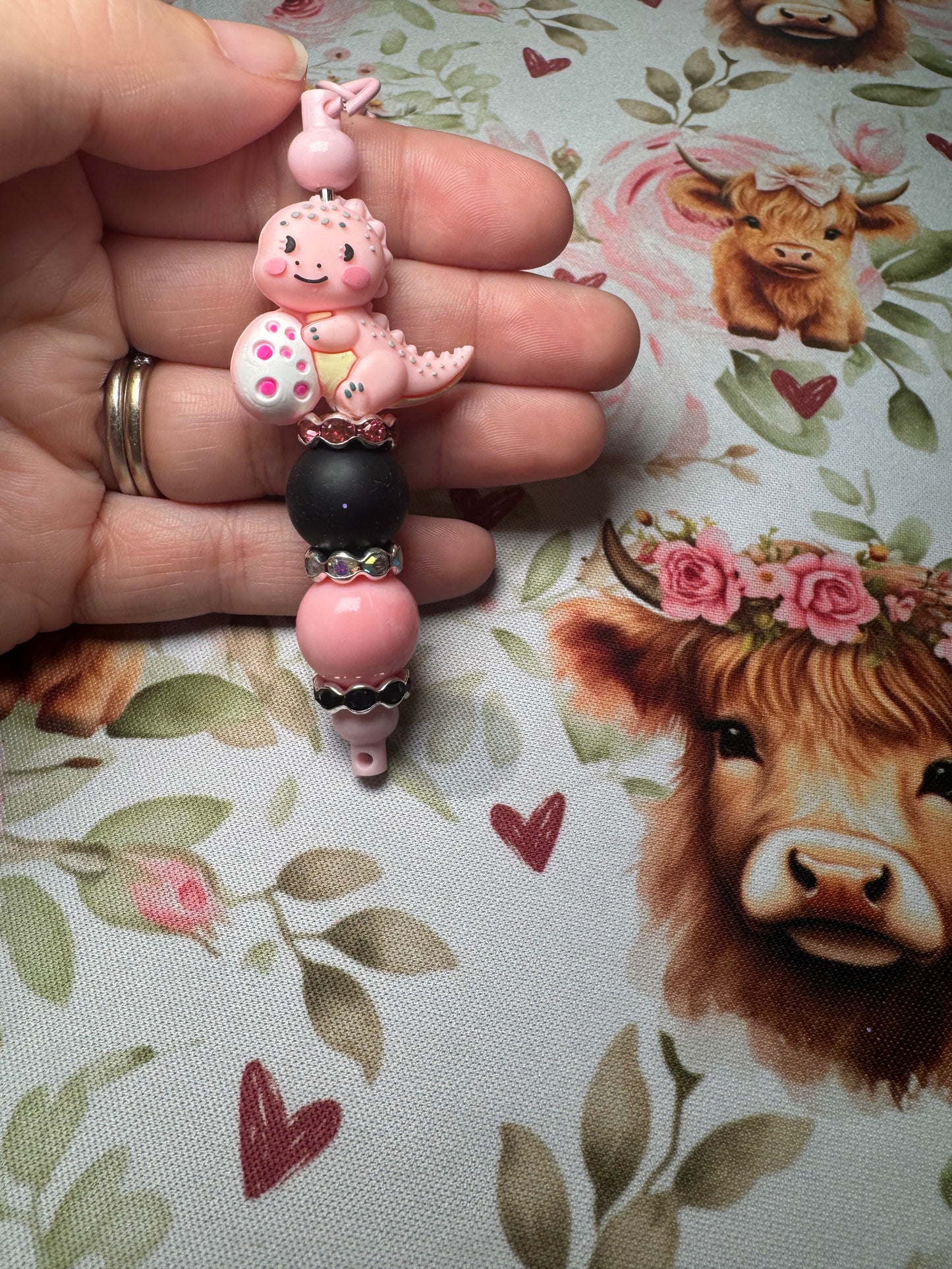 Pink Dinosaur Keychain