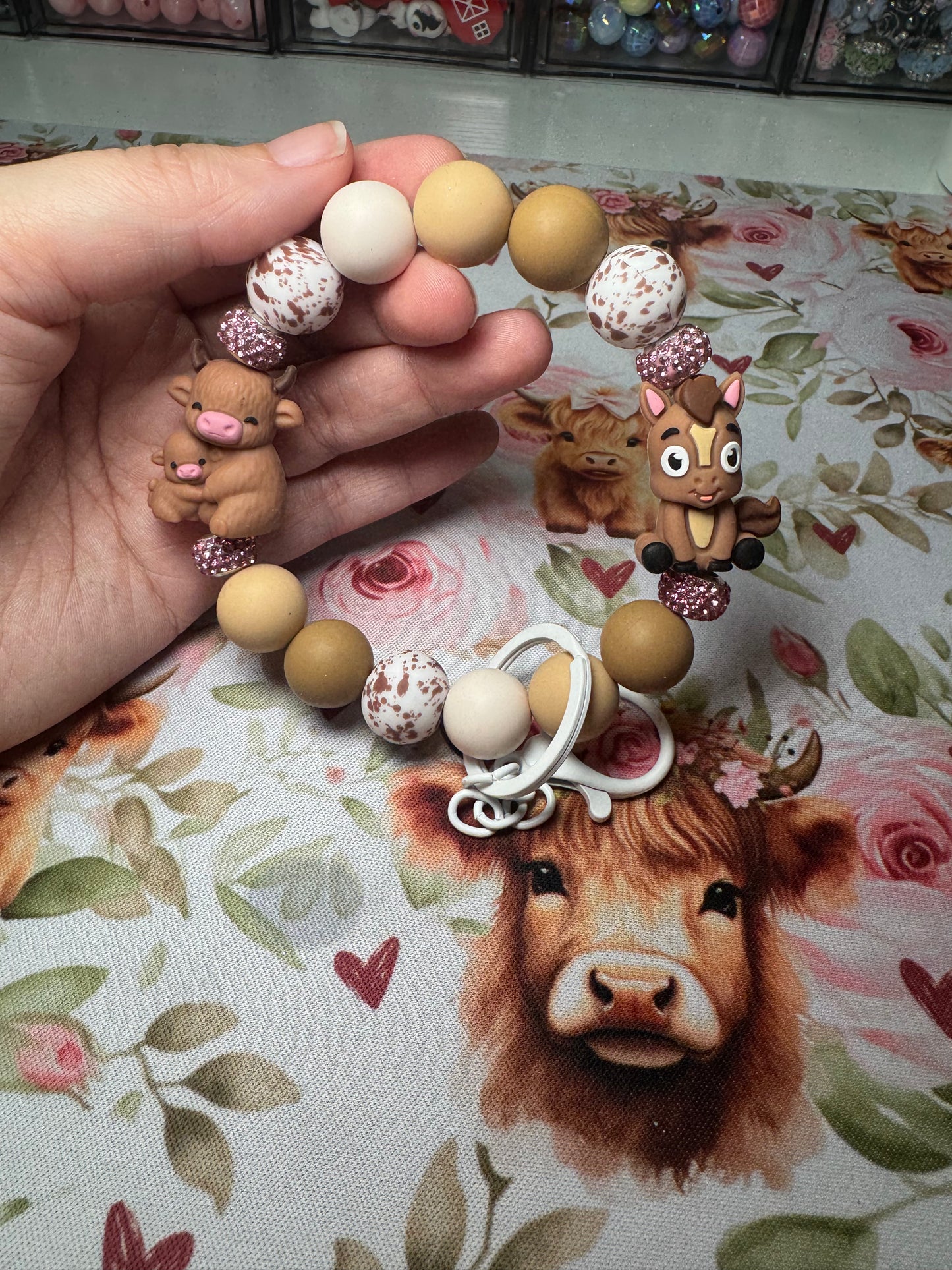 Cow & Donkey Wristlet Keychain 10 in