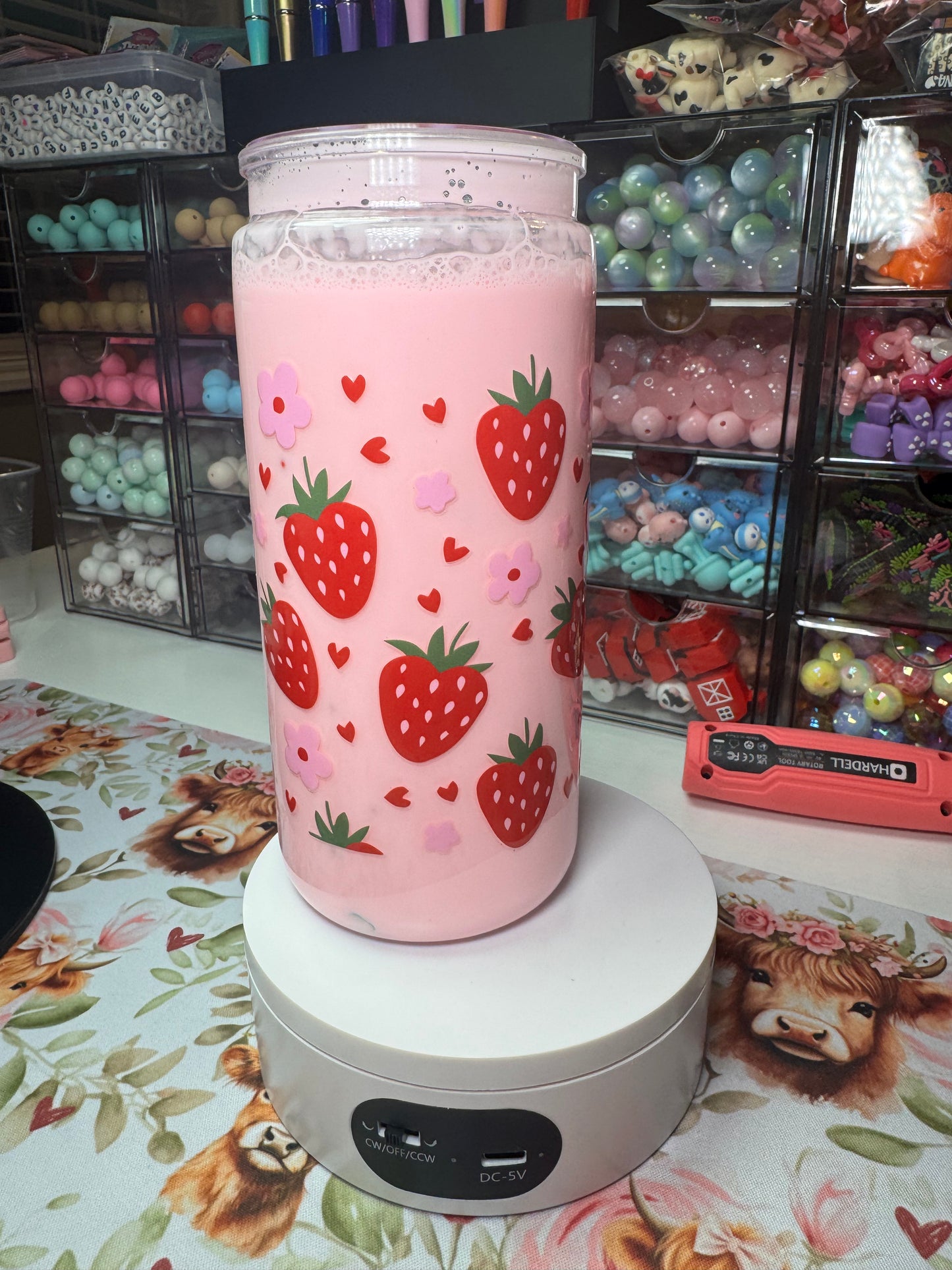 16oz Strawberry Milk Snow Globe