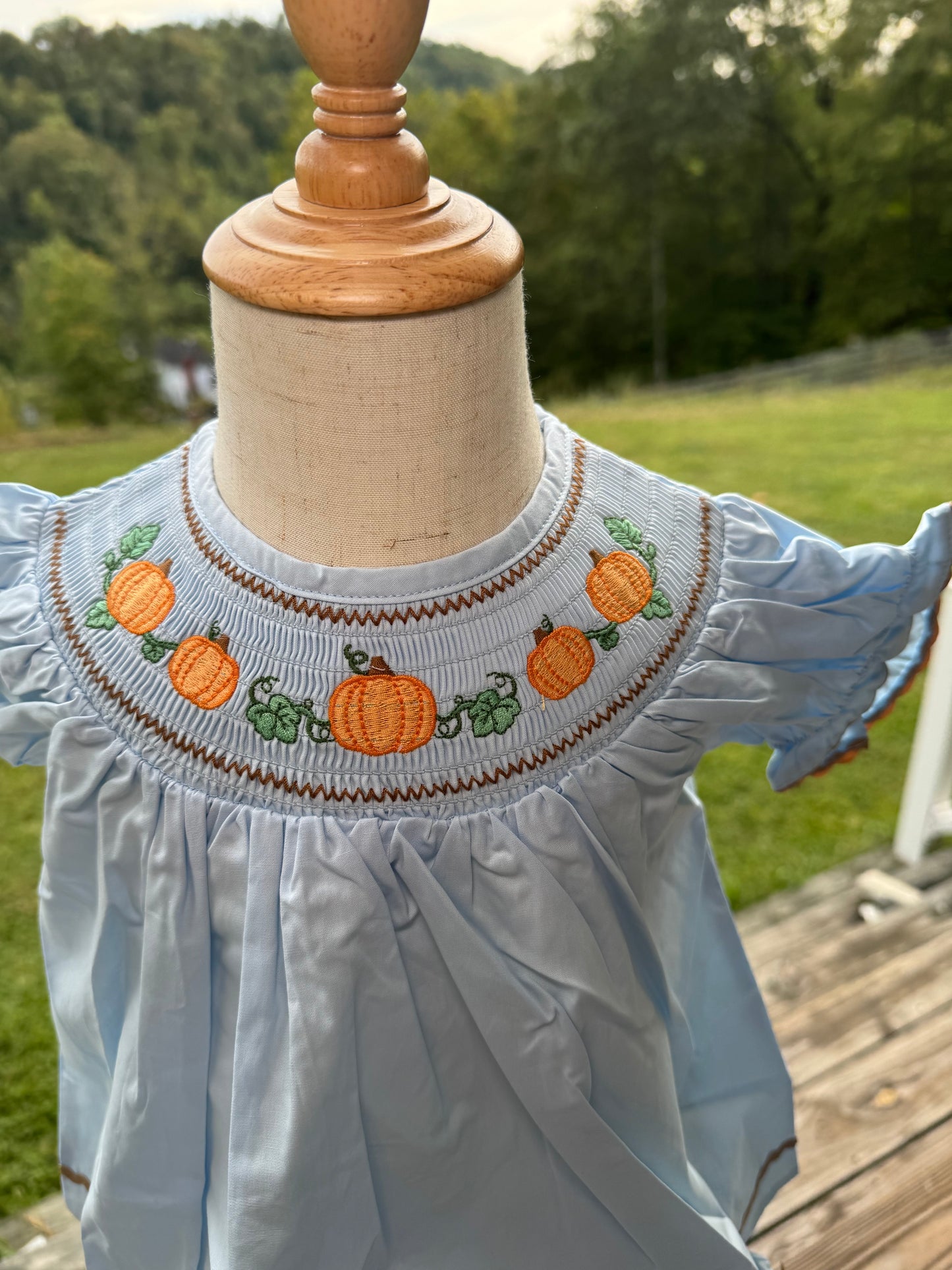 Blue Pumpkin Smocked Dress and Bloomers Set