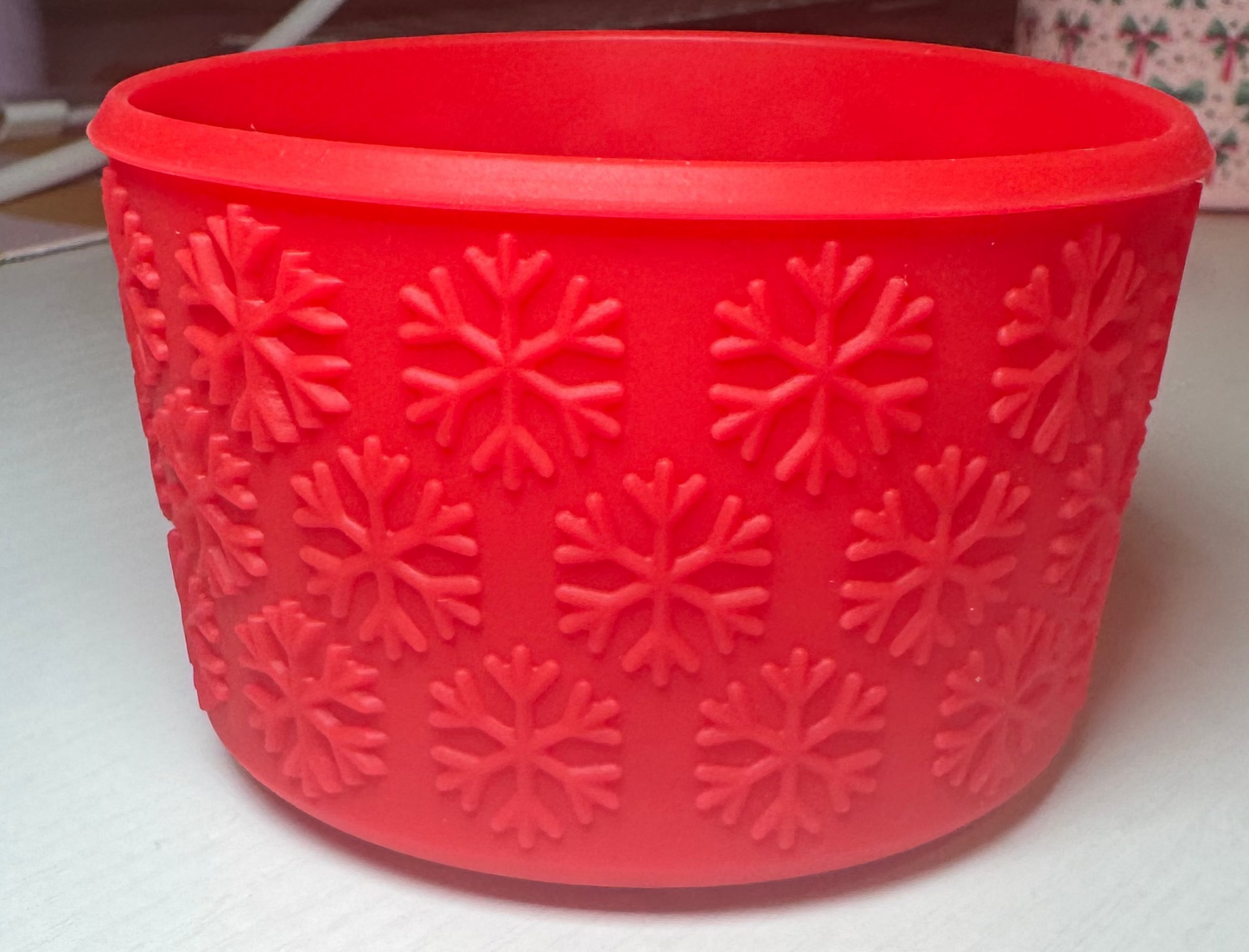 Tumbler Boot (Fits 20-40oz cups) - Red Snowflakes