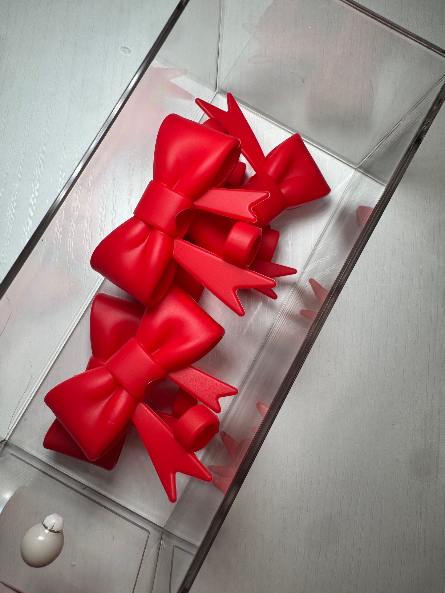 3D Bow Straw Topper - Red