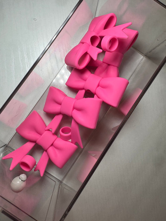 3D Bow Straw Topper - Pink