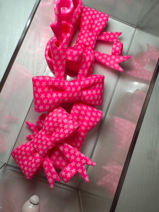 3D Bow Straw Topper - Pink Stars