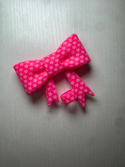 3D Bow Straw Topper - Pink Stars