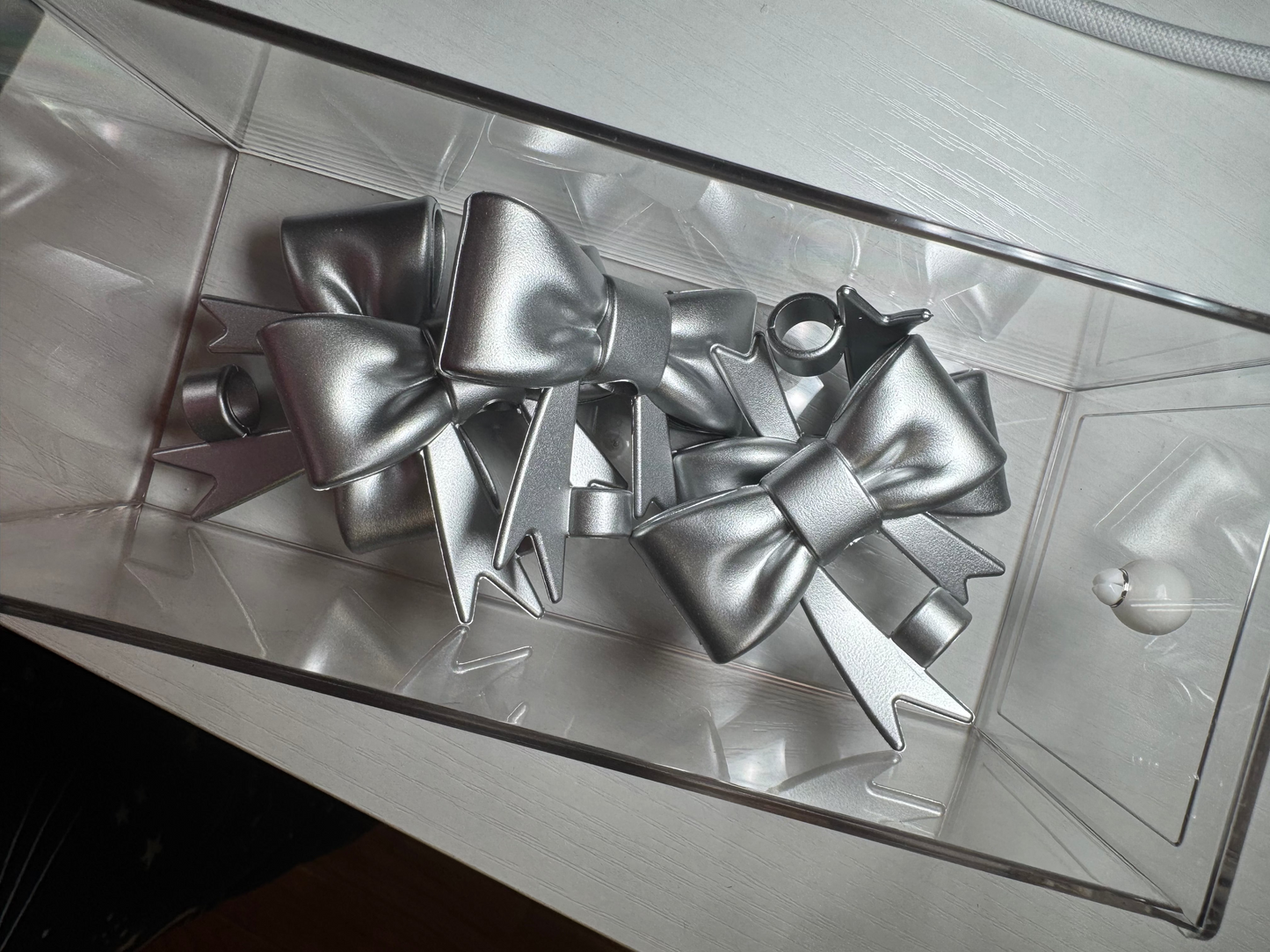 3D Bow Straw Topper - Silver Shimmer