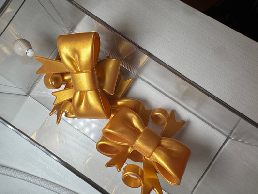 3D Bow Straw Topper -  Gold Shimmer
