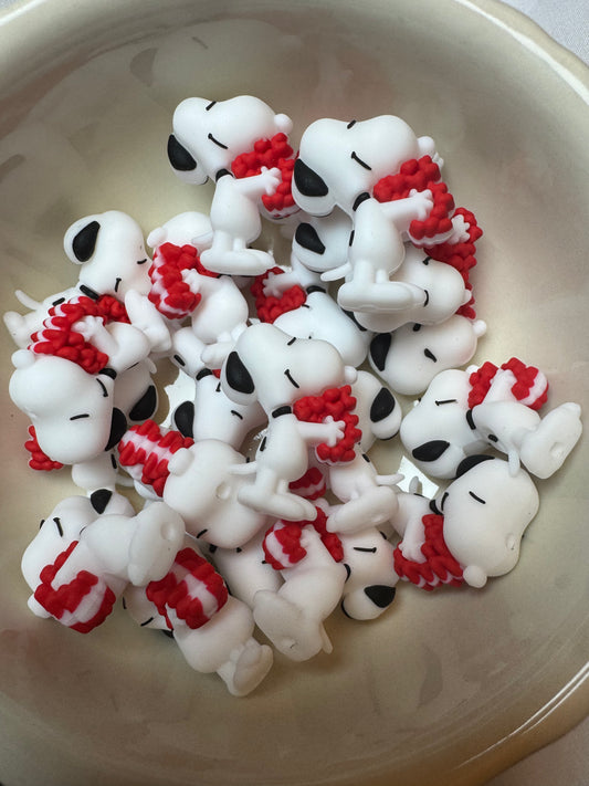 3D Snoopy Valentine Silicone Focal Bead