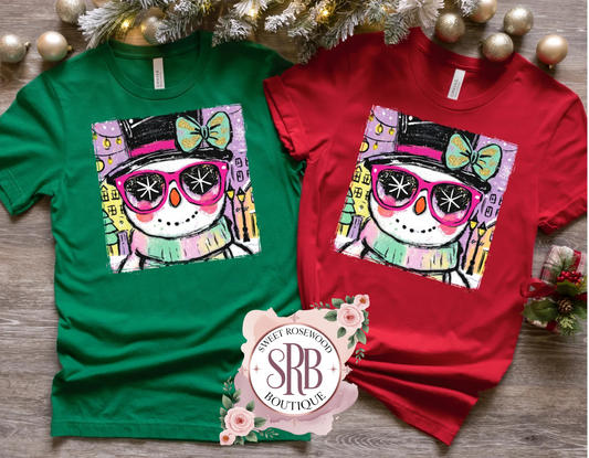 Colorful Snowman Full Color Screen Print Transfer