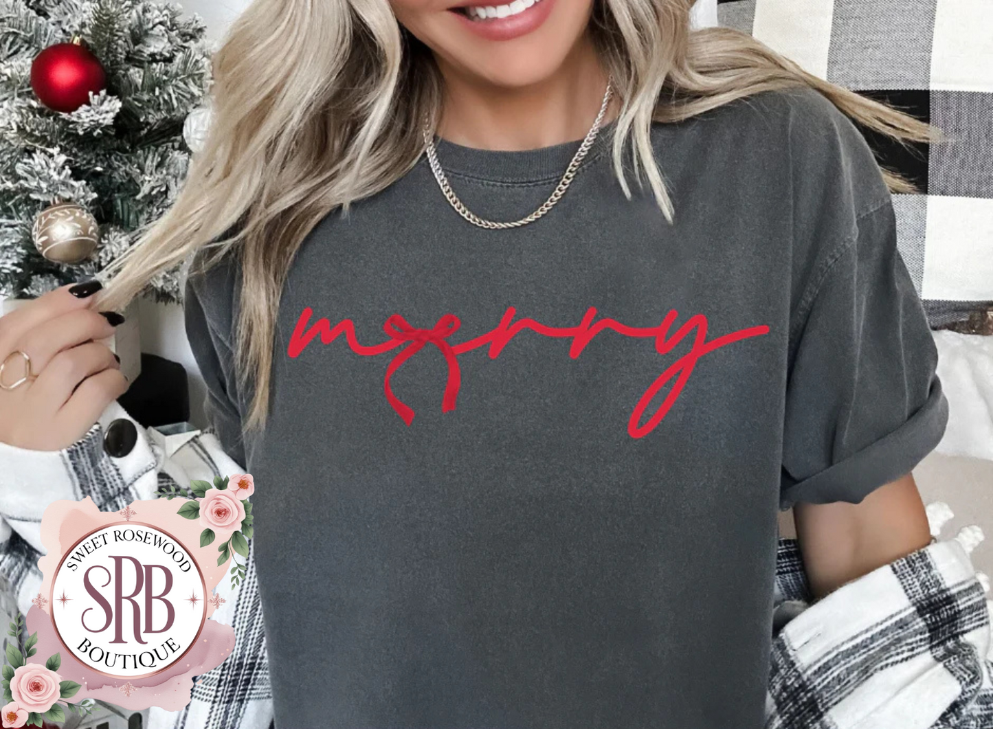 Merry Single Color Screen Print Transfer