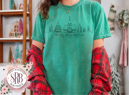 Oh come, Let Us Adore Him Single Color Screen Print Transfer